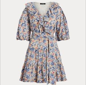 Ralph Lauren Black Label Prairie All Over Floral Print Midi Dress Womans Size 16